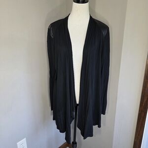 Cato Black Open Front Cardigan with Cascading Lapels Women's Size Extra Large